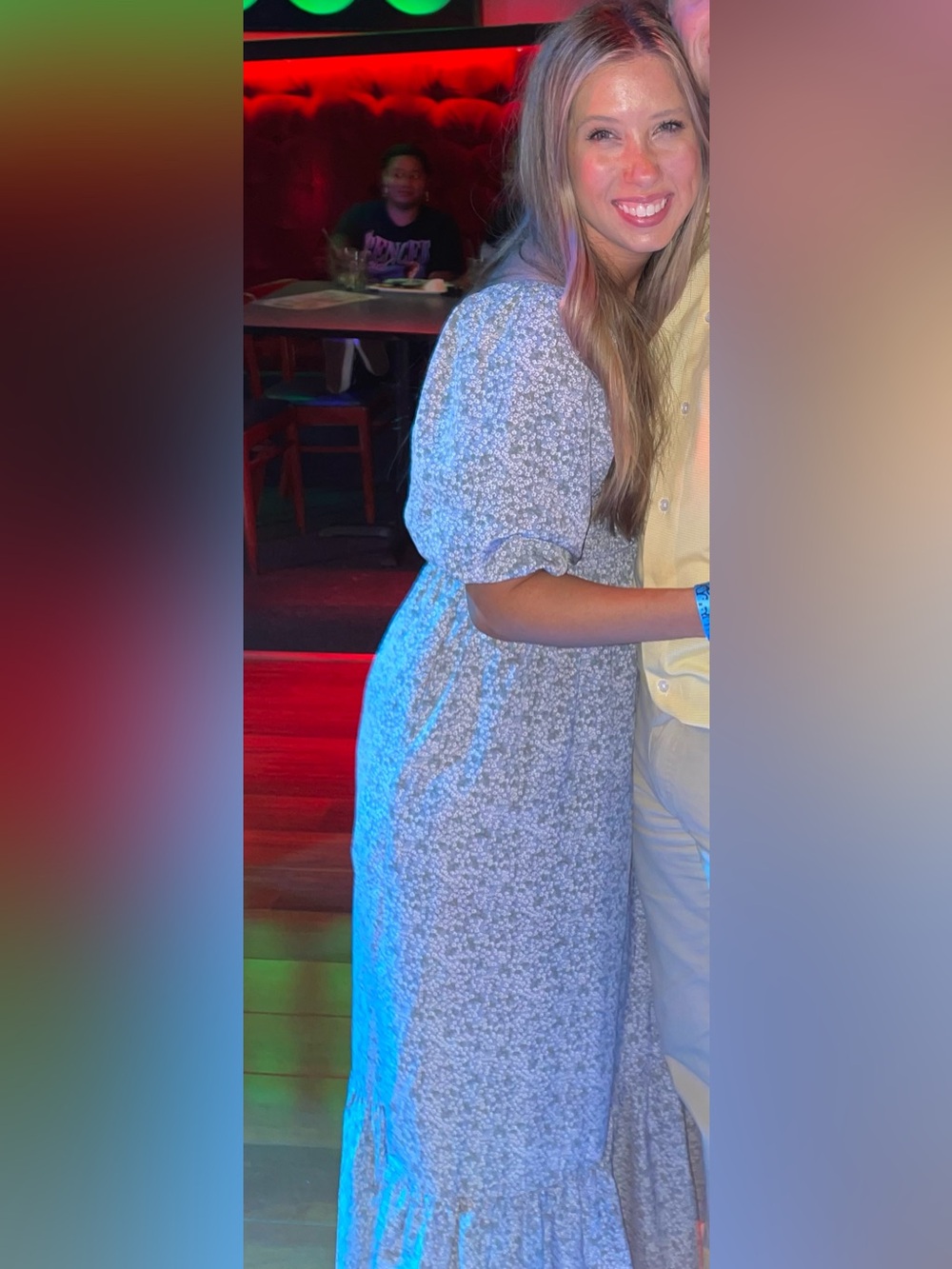 Blue Floral Smocked Maxi Dress